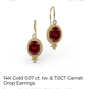 I.Reiss 14K Gold 0.07 ct. tw. & 7.OCT Garnet
Drop Earrings